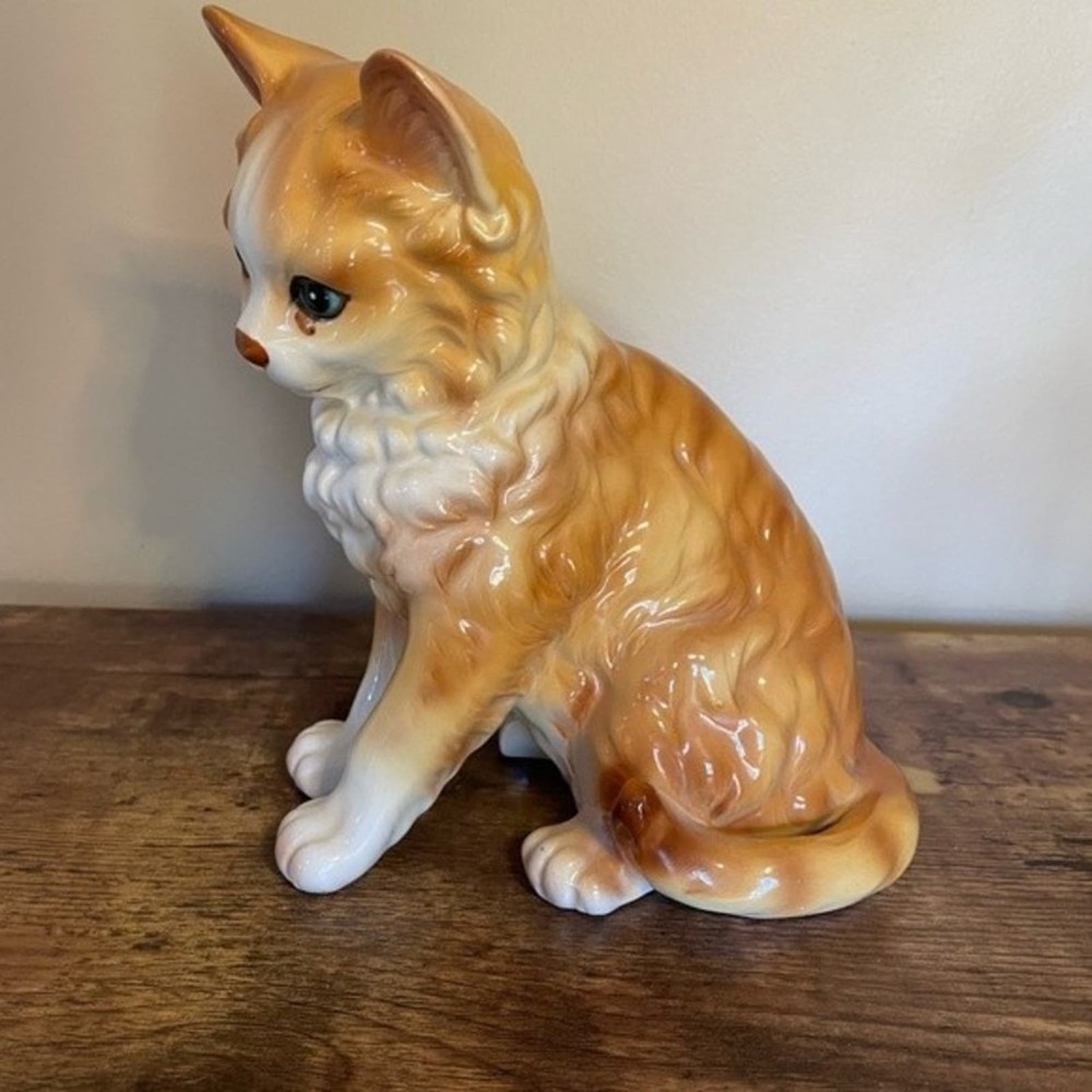Ceramics/Porcelain Cat Figure White Orange Striped‎ Rare Andrea by Sadek 1960's - Picture 2 of 5